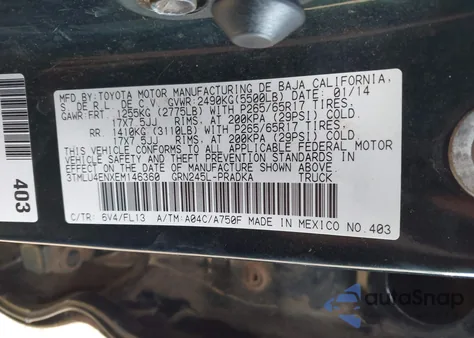 2014 Toyota Tacoma Base V6 из США, поврежденный, VIN 3TMLU4ENXEM146360